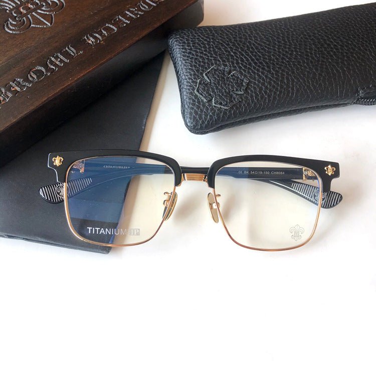 Fashion Pure Titanium Browline Semi - Rimless Optical Glasses with Acetate Frame – CH8084 - HP eyeglasses