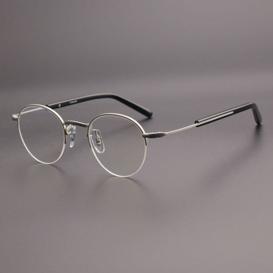 GMS - 110 Titanium Semi - Rimless Round Glasses – MASUNAGA Same Style - HP eyeglasses