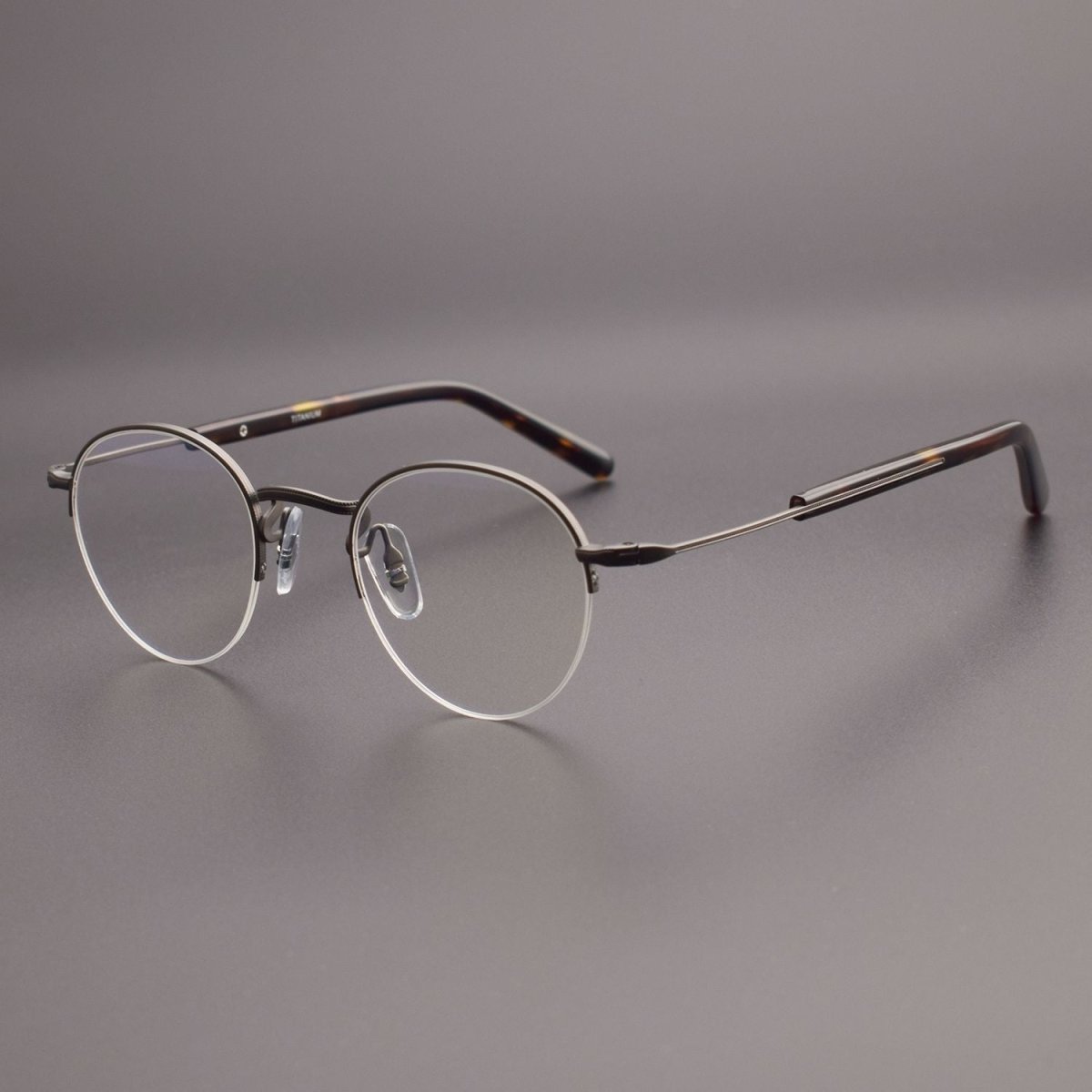 GMS - 110 Titanium Semi - Rimless Round Glasses – MASUNAGA Same Style - HP eyeglasses