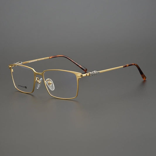 GOLDLA Handmade Pure Titanium Square Glasses | Gothic Style Full Frame Eyeglasses for Men & Women – Ultra - Light High Prescription Ready - HP eyeglasses