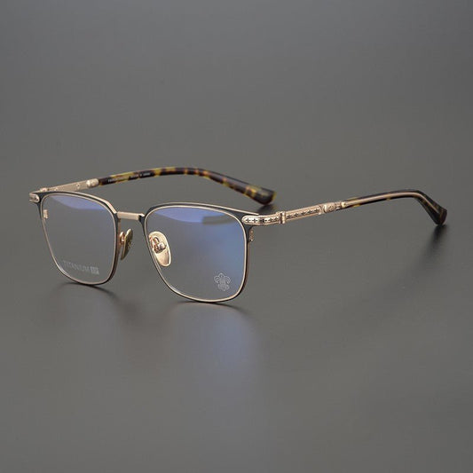 Gothic - Inspired Full Rim Square Eyeglasses – Japanese Handcrafted Ultra - Light Titanium & Acetate Frame for Men & Women - HP eyeglasses