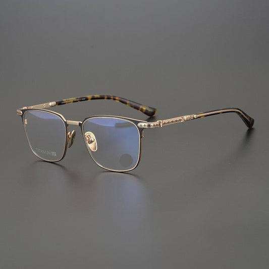 Gothic - Inspired Full Rim Square Eyeglasses – Japanese Handcrafted Ultra - Light Titanium & Acetate Frame for Men & Women - HP eyeglasses