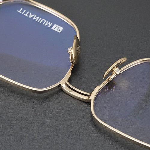 Gothic Punk Oversized Polygon Titanium Eyeglass Frame | Cross - Engraved Chrome - Hearts Style – Ultra - Light Unisex Retro Glasses - HP eyeglasses