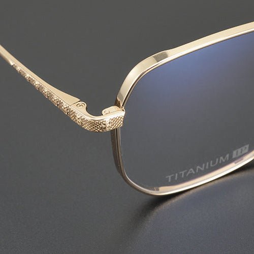 Gothic Punk Oversized Polygon Titanium Eyeglass Frame | Cross - Engraved Chrome - Hearts Style – Ultra - Light Unisex Retro Glasses - HP eyeglasses