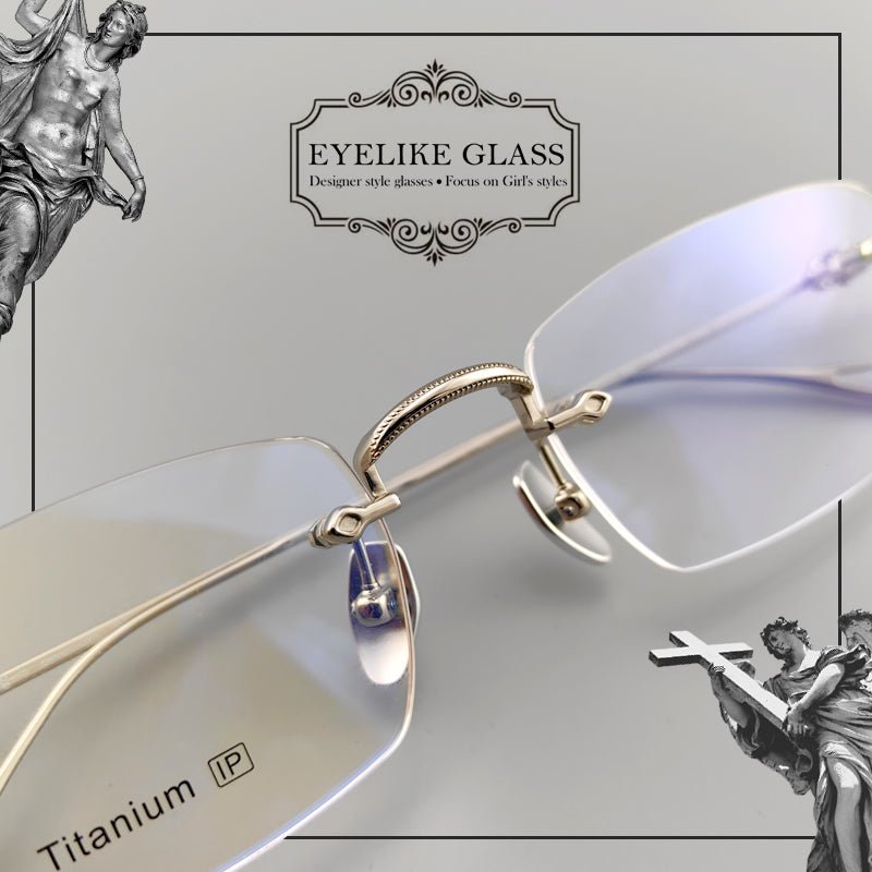 Gothic - Style Rimless Pure Titanium Glasses | Unisex Chrome Hearts - Inspired Frames - EO - 637 - HP eyeglasses