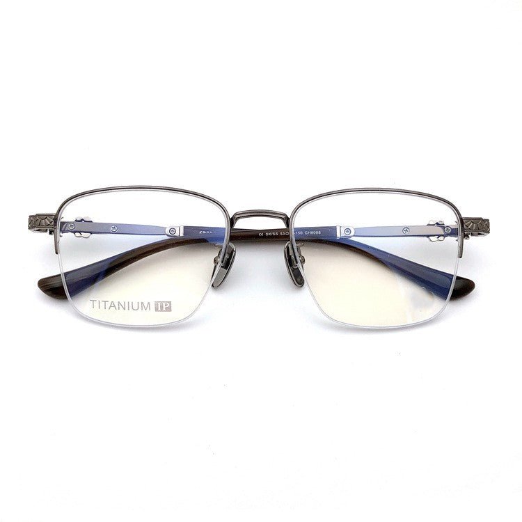 Gothic Titanium Semi-Rimless Square Glasses for Men & Women – CH8088 - HP eyeglasses