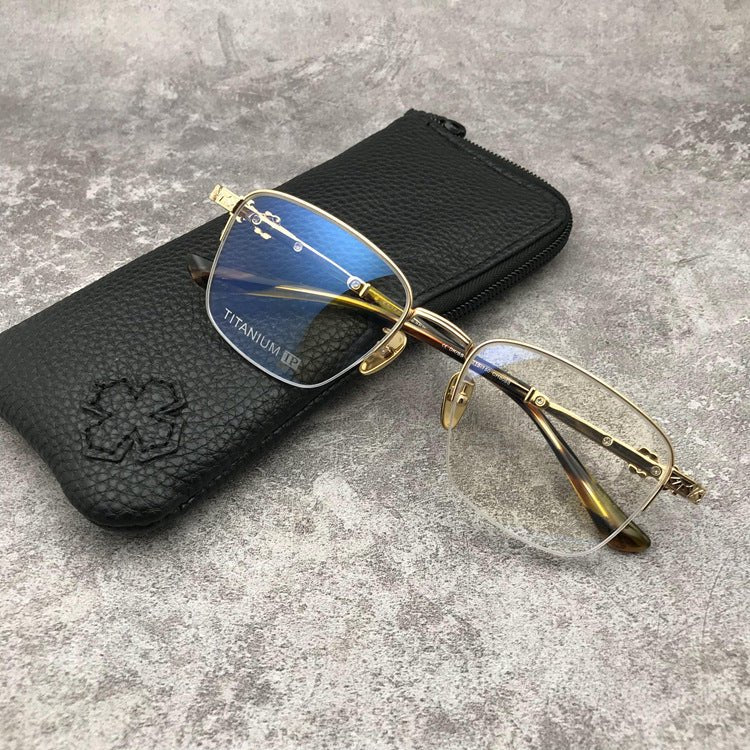 Gothic Titanium Semi-Rimless Square Glasses for Men & Women – CH8088 - HP eyeglasses