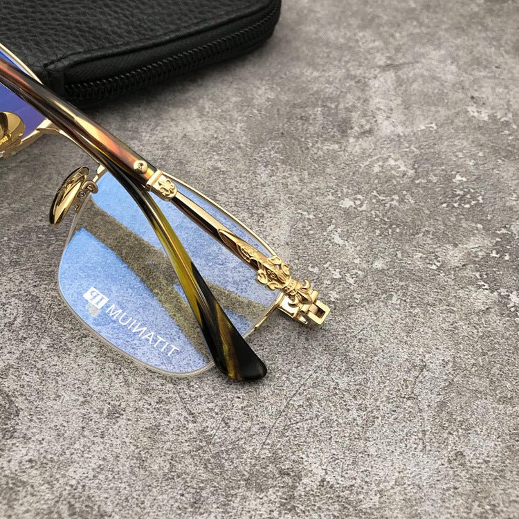 Gothic Titanium Semi-Rimless Square Glasses for Men & Women – CH8088 - HP eyeglasses