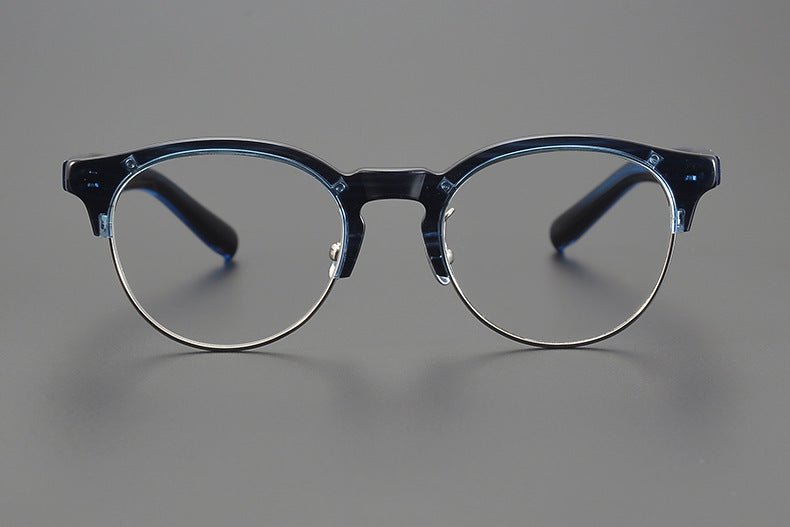 Handcrafted Japanese Browline Glasses – Premium Acetate & Titanium Semi - Round Frame with Reverse - R Hinge, High - Index Optical Eyeglasses for Men & Women - HP eyeglasses
