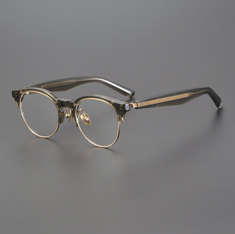 Handcrafted Japanese Browline Glasses – Premium Acetate & Titanium Semi - Round Frame with Reverse - R Hinge, High - Index Optical Eyeglasses for Men & Women - HP eyeglasses