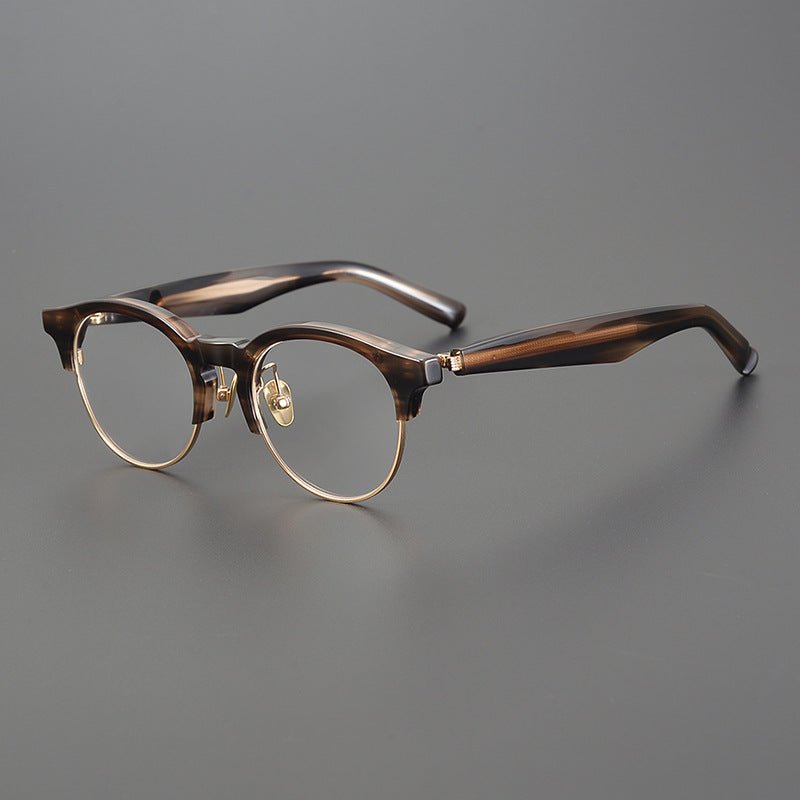 Handcrafted Japanese Browline Glasses – Premium Acetate & Titanium Semi - Round Frame with Reverse - R Hinge, High - Index Optical Eyeglasses for Men & Women - HP eyeglasses