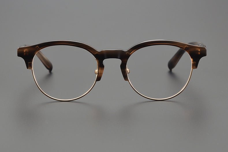 Handcrafted Japanese Browline Glasses – Premium Acetate & Titanium Semi - Round Frame with Reverse - R Hinge, High - Index Optical Eyeglasses for Men & Women - HP eyeglasses