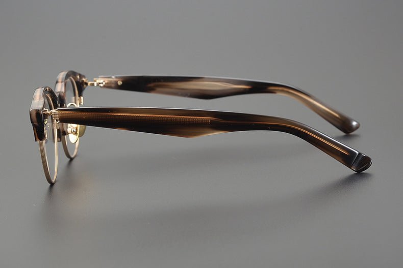 Handcrafted Japanese Browline Glasses – Premium Acetate & Titanium Semi - Round Frame with Reverse - R Hinge, High - Index Optical Eyeglasses for Men & Women - HP eyeglasses