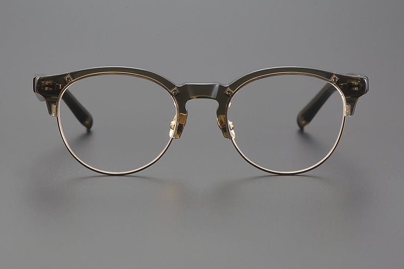 Handcrafted Japanese Browline Glasses – Premium Acetate & Titanium Semi - Round Frame with Reverse - R Hinge, High - Index Optical Eyeglasses for Men & Women - HP eyeglasses