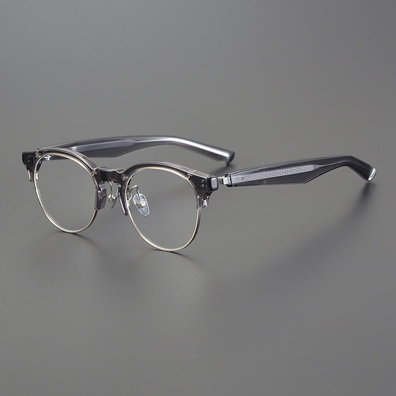 Handcrafted Japanese Browline Glasses – Premium Acetate & Titanium Semi - Round Frame with Reverse - R Hinge, High - Index Optical Eyeglasses for Men & Women - HP eyeglasses