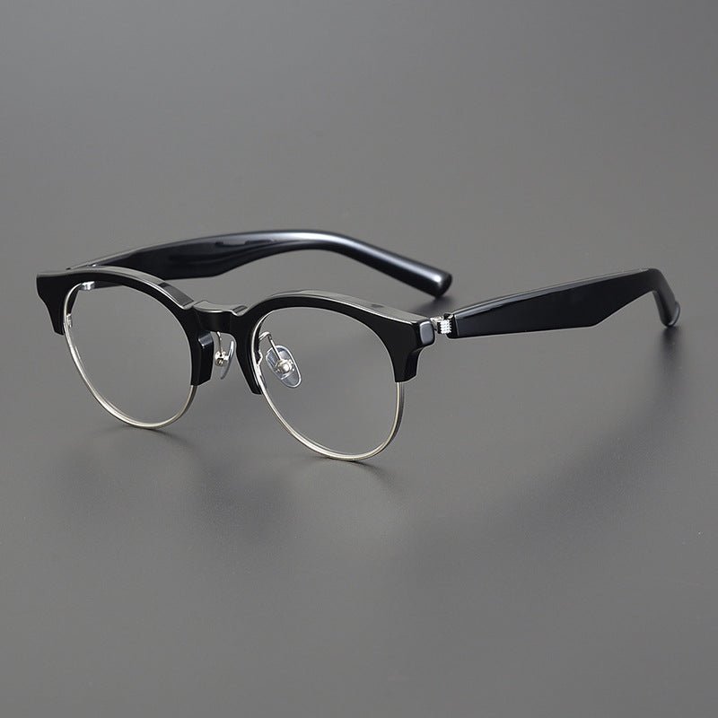 Handcrafted Japanese Browline Glasses – Premium Acetate & Titanium Semi - Round Frame with Reverse - R Hinge, High - Index Optical Eyeglasses for Men & Women - HP eyeglasses