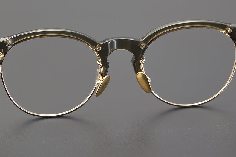 Handcrafted Japanese Browline Glasses – Premium Acetate & Titanium Semi - Round Frame with Reverse - R Hinge, High - Index Optical Eyeglasses for Men & Women - HP eyeglasses
