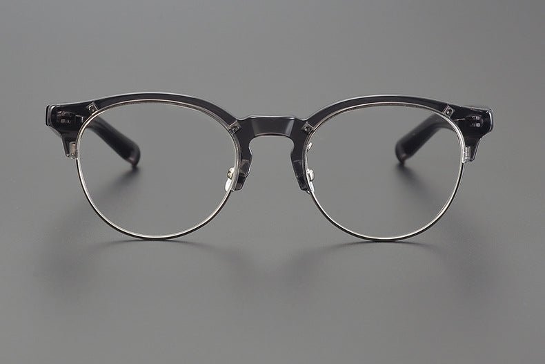 Handcrafted Japanese Browline Glasses – Premium Acetate & Titanium Semi - Round Frame with Reverse - R Hinge, High - Index Optical Eyeglasses for Men & Women - HP eyeglasses