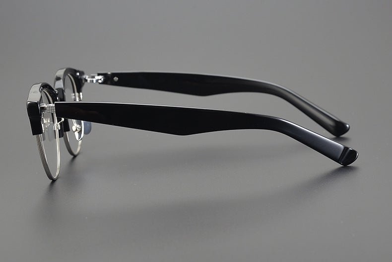 Handcrafted Japanese Browline Glasses – Premium Acetate & Titanium Semi - Round Frame with Reverse - R Hinge, High - Index Optical Eyeglasses for Men & Women - HP eyeglasses