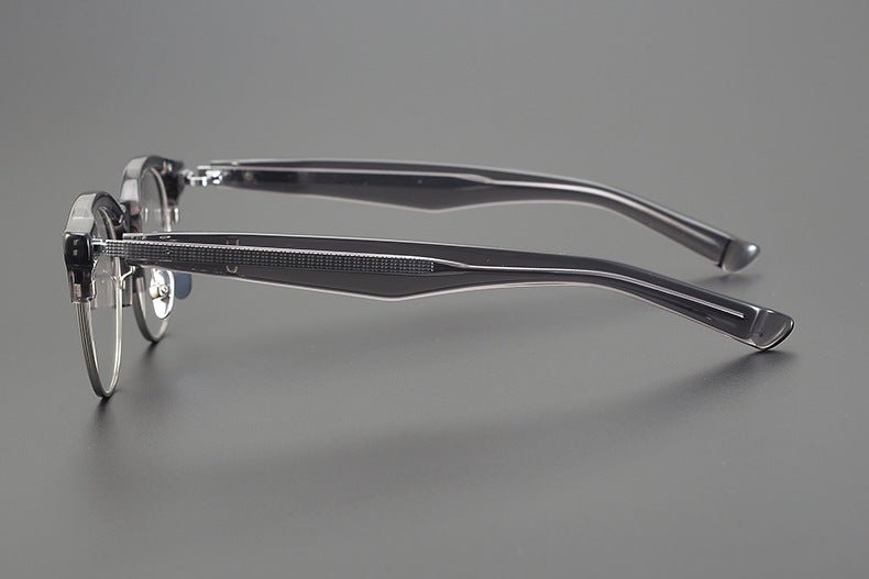 Handcrafted Japanese Browline Glasses – Premium Acetate & Titanium Semi - Round Frame with Reverse - R Hinge, High - Index Optical Eyeglasses for Men & Women - HP eyeglasses