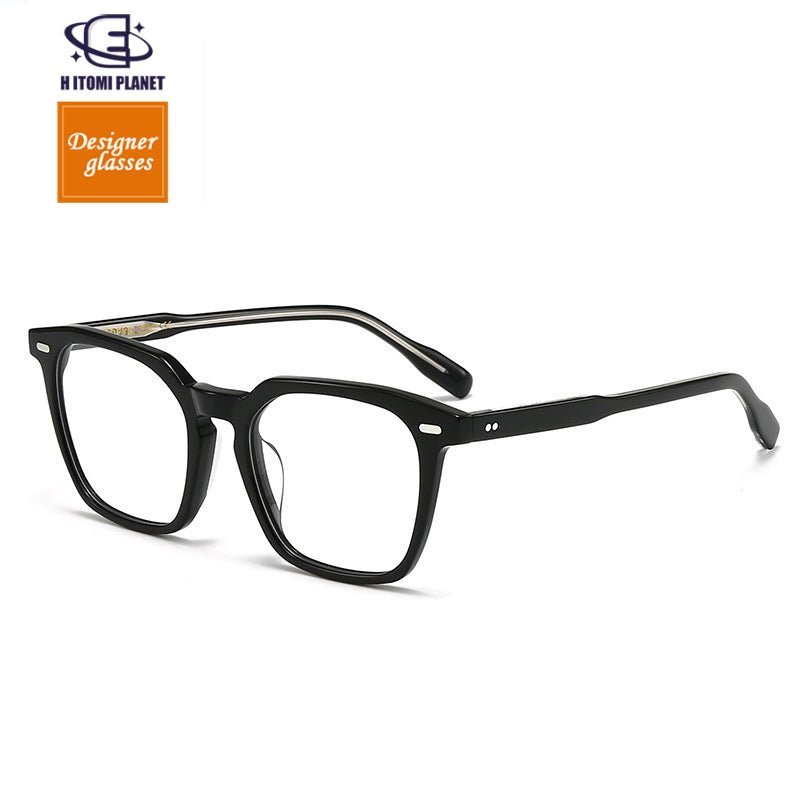 Iglass Retro Square Full Rim Acetate Spectacles – Leopard Print, 54mm Lens, 70s Vintage Unisex Eyeglass Frames