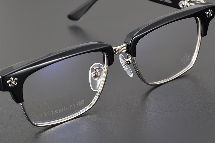 Heavy Duty Titanium Browline Glasses for Men | Sculpted Full Rim Optical Frames | Prescription & Blue Light Ready Eyewear CH8206 - HP eyeglasses