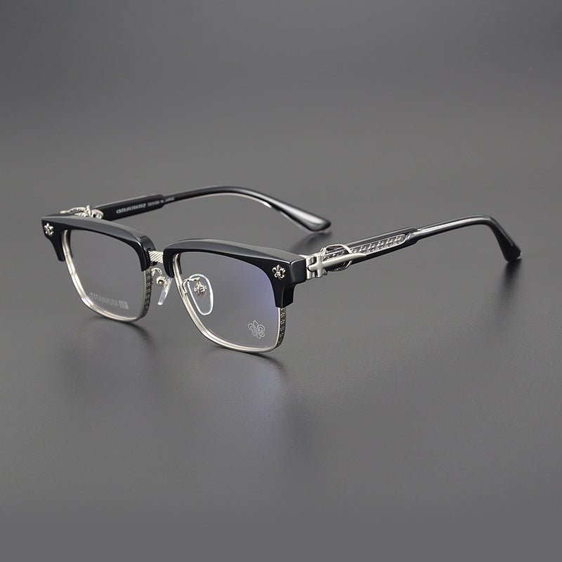 Heavy Duty Titanium Browline Glasses for Men | Sculpted Full Rim Optical Frames | Prescription & Blue Light Ready Eyewear CH8206 - HP eyeglasses