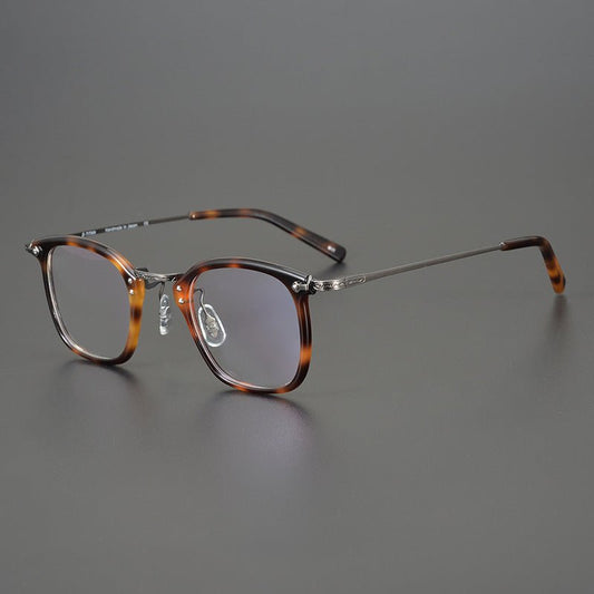 Japanese Designer Small Square Acetate Eyeglasses with Titanium Hinges | Vintage Full Rim Optical Frame EO-806 - HP eyeglasses