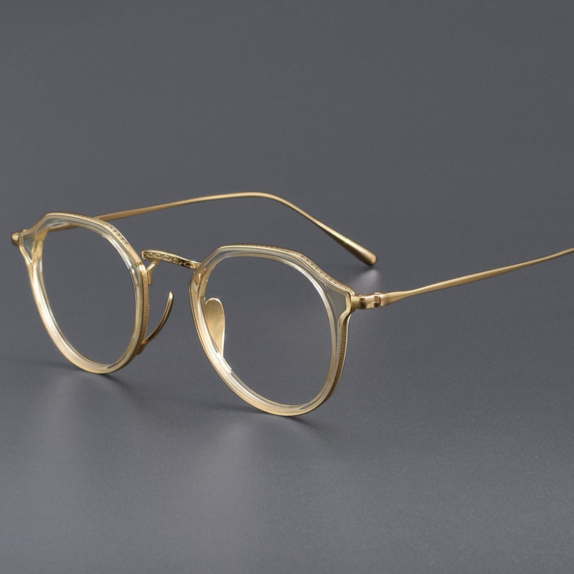 KameManNen Style KMN1113 Pure Titanium Eyeglass Frame | Retro Tortoiseshell Acetate Polygon Glasses – Lightweight Vintage Full Frame for Men & Women - HP eyeglasses