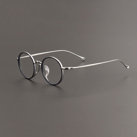 KameManNen Style KMN7307 Round Titanium Eyeglasses | Japanese Retro Small Round Glasses Frame for Men & Women | Lightweight Full Rim Pure Titanium Optical Frame - HP eyeglasses