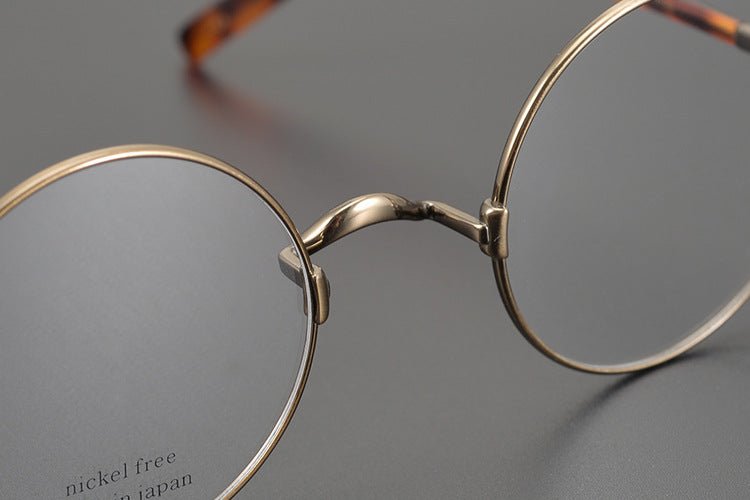 KMN103 Japanese Handmade Round Eyeglasses | Pure Titanium Frame with Integrated Nose Pads - HP eyeglasses