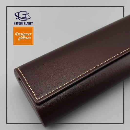 Large Vintage Brown Leather Eyeglasses Case – Premium Quality, Hard Shell, Pressure - Resistant, Thick Velvet Interior for Optical and Sunglasses Storage - HP eyeglasses