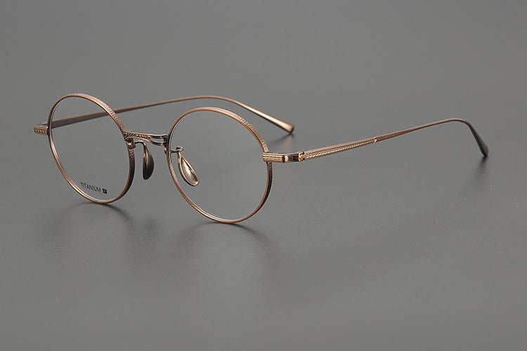 Lightweight Titanium Round Glasses – Retro Purple & Green Full Frame Gothic Style - HP eyeglasses