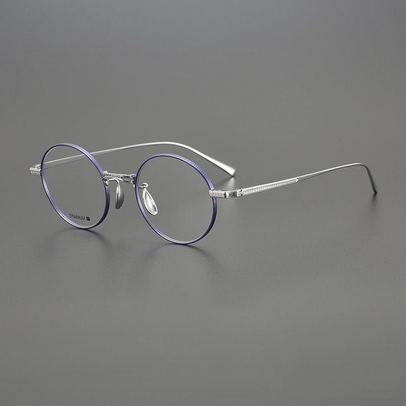 Lightweight Titanium Round Glasses – Retro Purple & Green Full Frame Gothic Style - HP eyeglasses