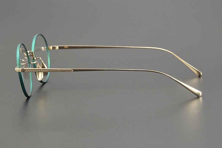 Lightweight Titanium Round Glasses – Retro Purple & Green Full Frame Gothic Style - HP eyeglasses