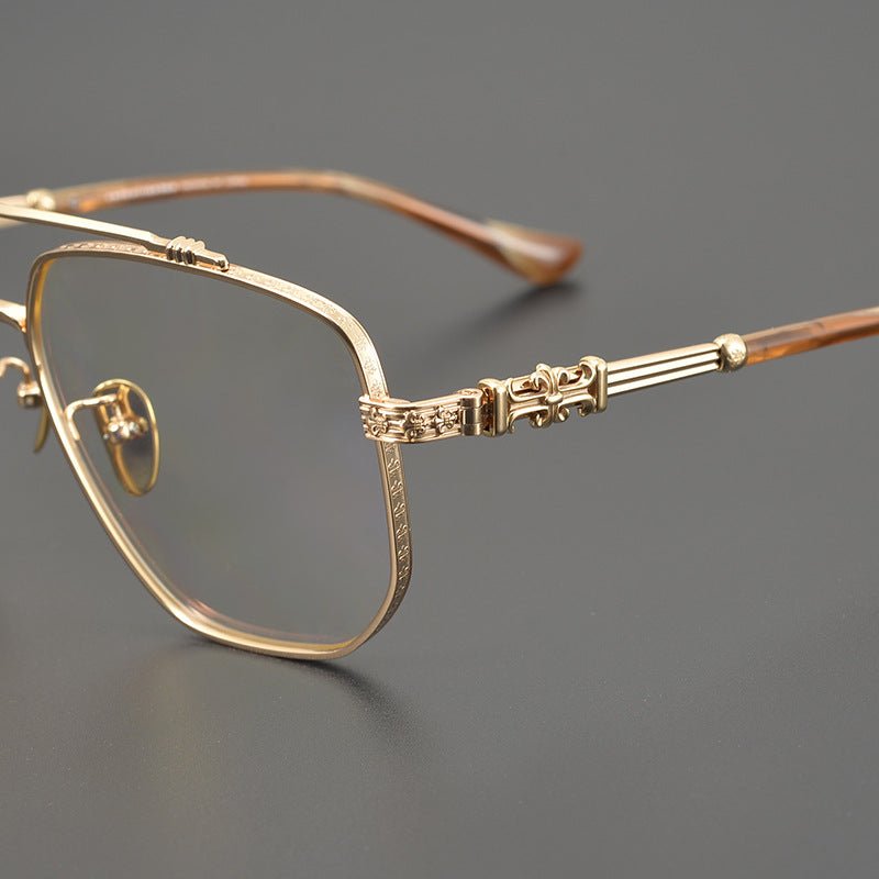 Limited Edition Chrome Hearts Style Aviator Glasses – Oversized Full Frame Double Bridge Eyewear with Vintage Engraved Details CH8077 - HP eyeglasses