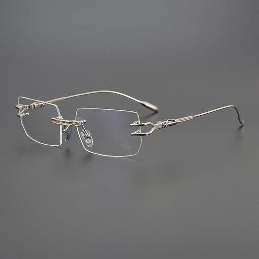 LORDIE Designer Rimless Glasses – Gold Frameless Eyewear with Titanium Temples | Stylish Lightweight Eyeglasses for Men & Women - HP eyeglasses