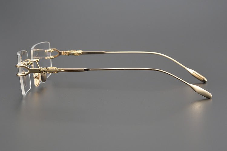 LORDIE Designer Rimless Glasses – Gold Frameless Eyewear with Titanium Temples | Stylish Lightweight Eyeglasses for Men & Women - HP eyeglasses