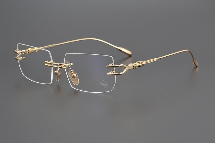 LORDIE Designer Rimless Glasses – Gold Frameless Eyewear with Titanium Temples | Stylish Lightweight Eyeglasses for Men & Women - HP eyeglasses