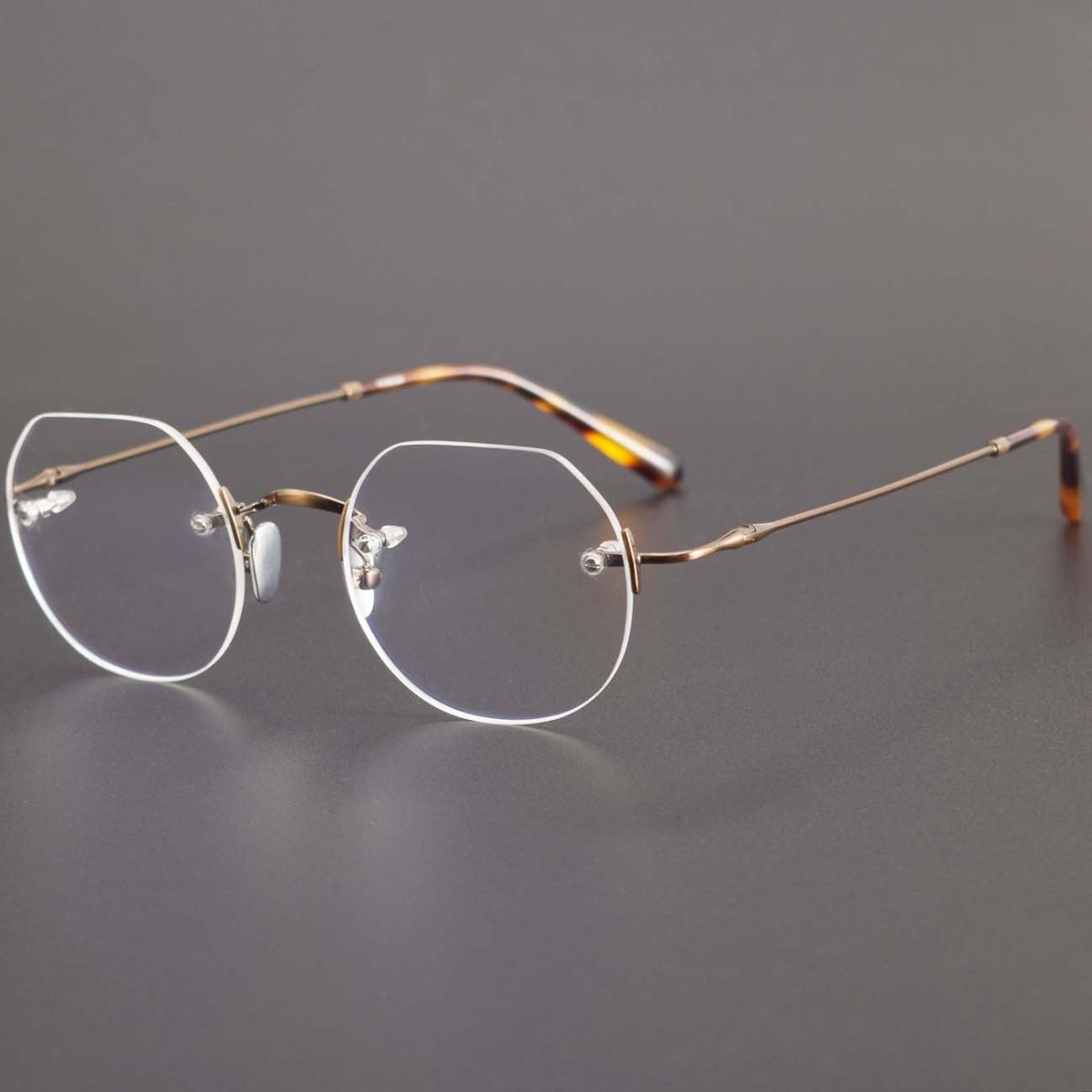 Luxury Rimless Polygon Glasses with Pure Titanium Frame | Designer Optical Eyeglasses ZY008 - HP eyeglasses