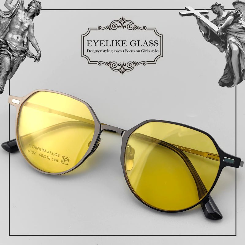 Magnetic Round Glasses for Men & Women – Full Frame Eyeglasses with Magnetic Clip - On Sunglasses | Prescription Ready, Ultra - Light Design - HP eyeglasses