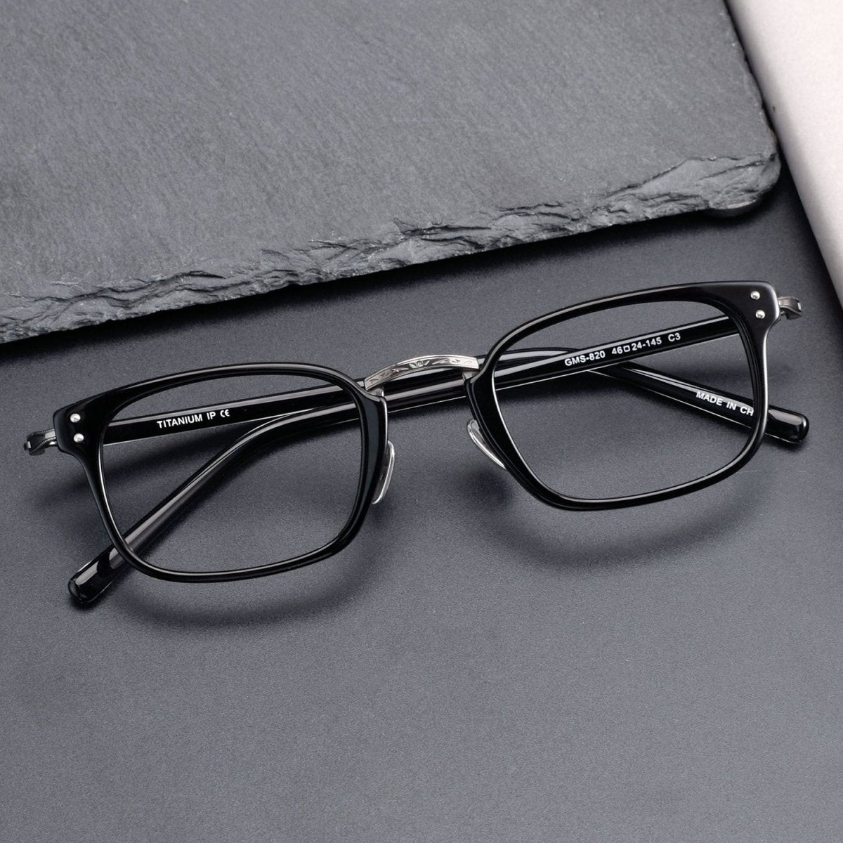 MASUNAGA Inspired GMS - 820 Acetate Glasses – Small Square Full Frame (46mm) - HP eyeglasses