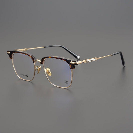 Minimalist High - Quality Browline Glasses – CH5166 Lightweight Pure Titanium Eyewear for Men & Women | Chrome Hearts Style Semi - Rim Frame - HP eyeglasses