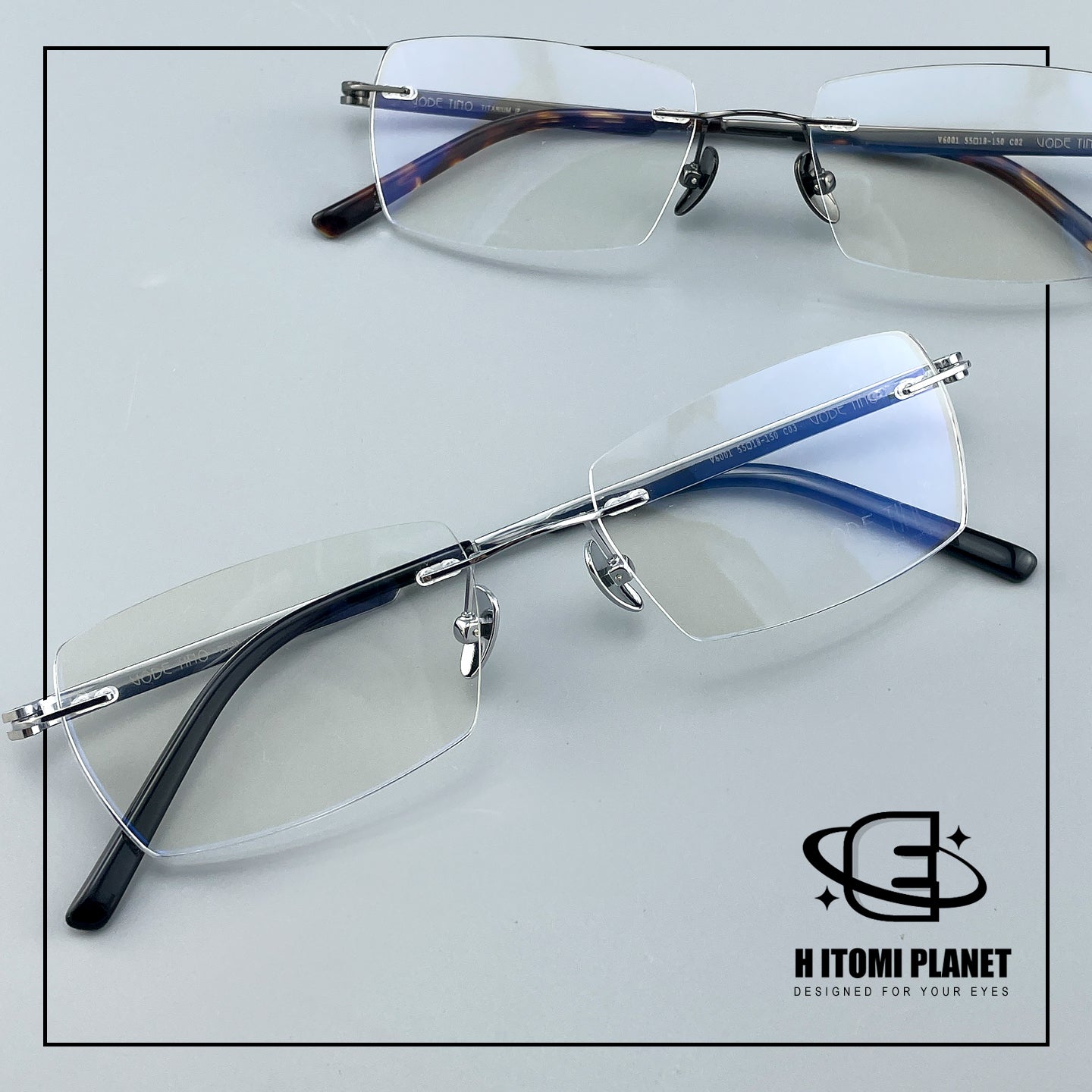 Pure Titanium Rimless Glasses for Men & Women | Ultra-Light Business Prescription Eyeglasses EO-6001