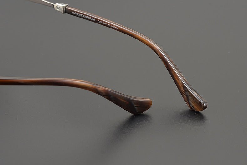 Premium Titanium Browline Eyeglasses – Gothic Cross Design | Chrome - Hearts Style Frame for Men & Women – PLONKEP - HP eyeglasses