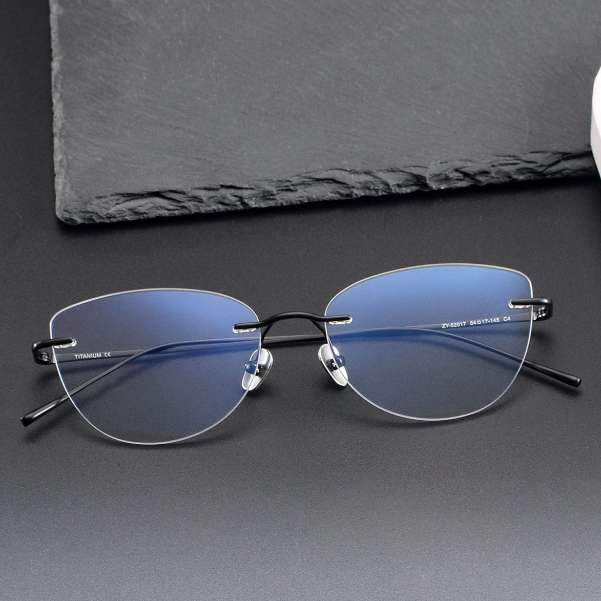 catseye ultra goggles Women's Rimless Cat-Eye Glasses Der Sommer steht vor Ergo Frame Size:XL 55cm understated glam.