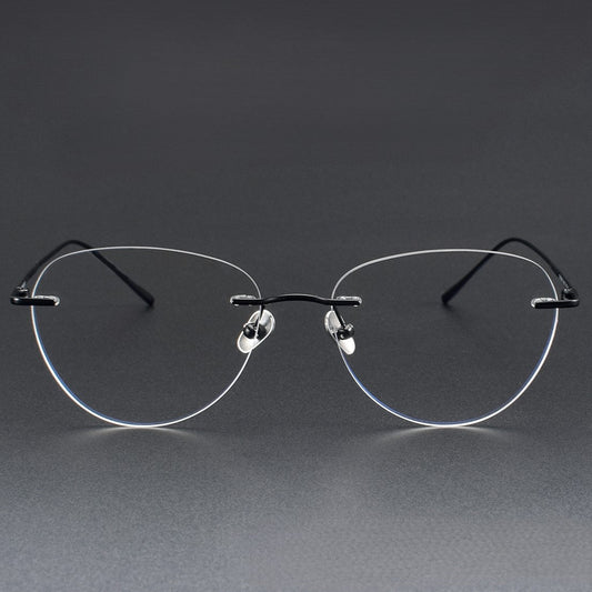 Pure Titanium Cat-Eye Rimless Glasses for Women | Ultra-Light Oval Prescription Frame 52019 - HP eyeglasses