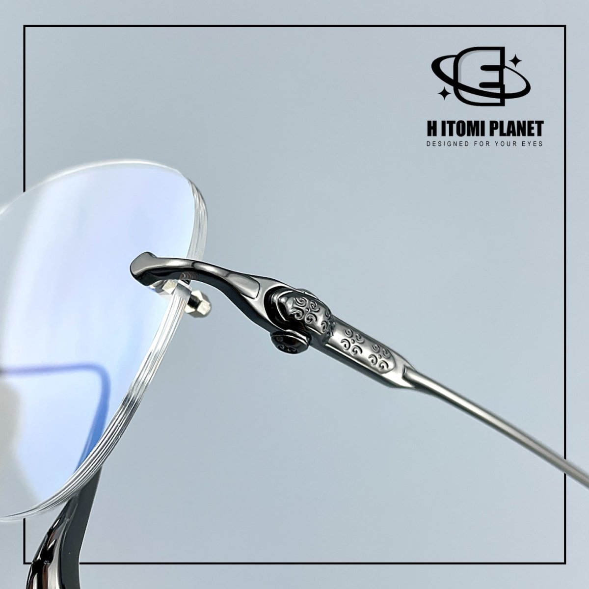 Pure Titanium Gothic Rectangular Glasses with Cross-Detail Temples – EO-896 - HP eyeglasses
