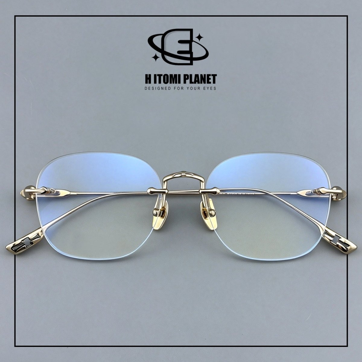 Pure Titanium Gothic Rectangular Glasses with Cross-Detail Temples – EO-896 - HP eyeglasses