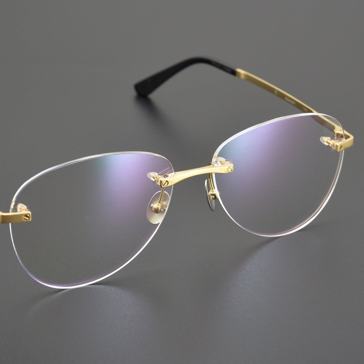 Retro Rimless Round Titanium Eyeglasses in Silver & Gold | Lightweight Aviator - Style Frame – CT0254O - HP eyeglasses